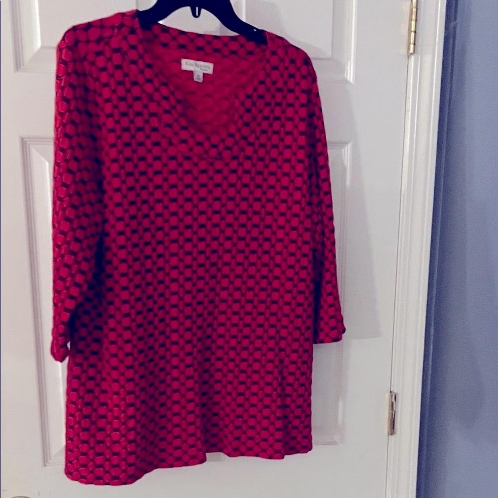 Kim Rogers Woman Red and Black Patterned Blouse